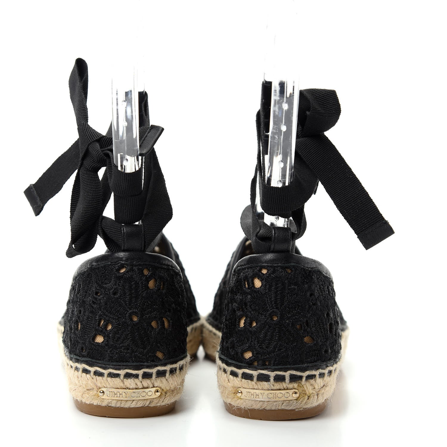 Jimmy Choo Embroidered Lace Dolphin Espadrille Flats 37 Black 7 of 10