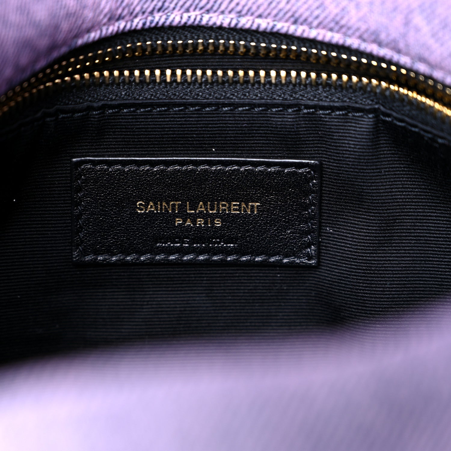 Saint Laurent Denim Quilted Small Loulou Puffer Monogram Chain Satchel Bleached Lilac 6 of 9