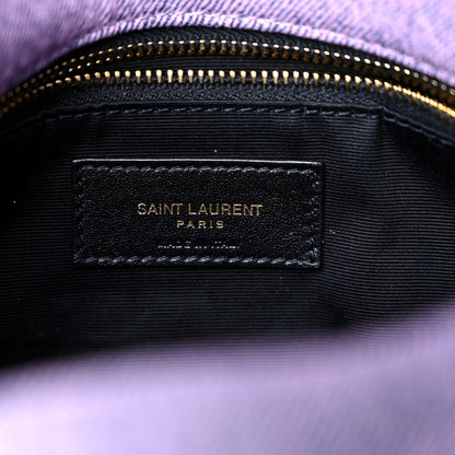 Saint Laurent Denim Quilted Small Loulou Puffer Monogram Chain Satchel Bleached Lilac 6 of 9