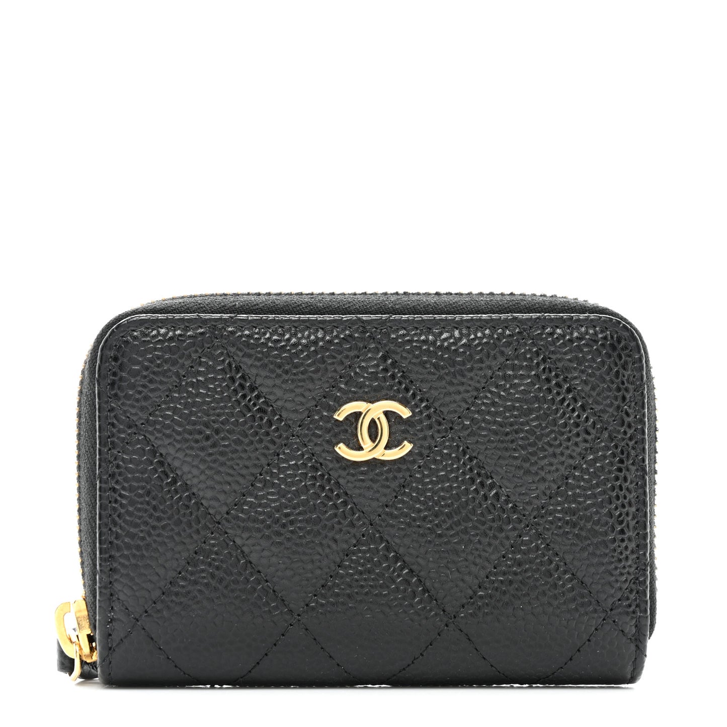 Caviar Quilted Zip Coin Purse Black