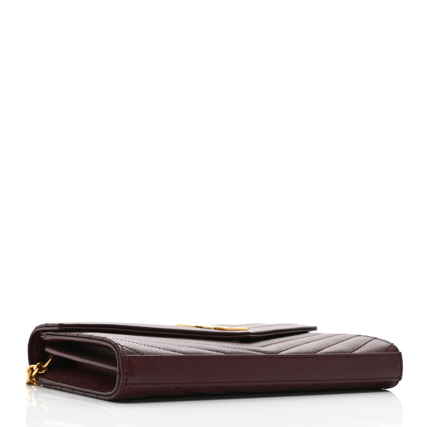 Grain De Poudre Matelasse Chevron Monogram Chain Wallet Rouge Legion