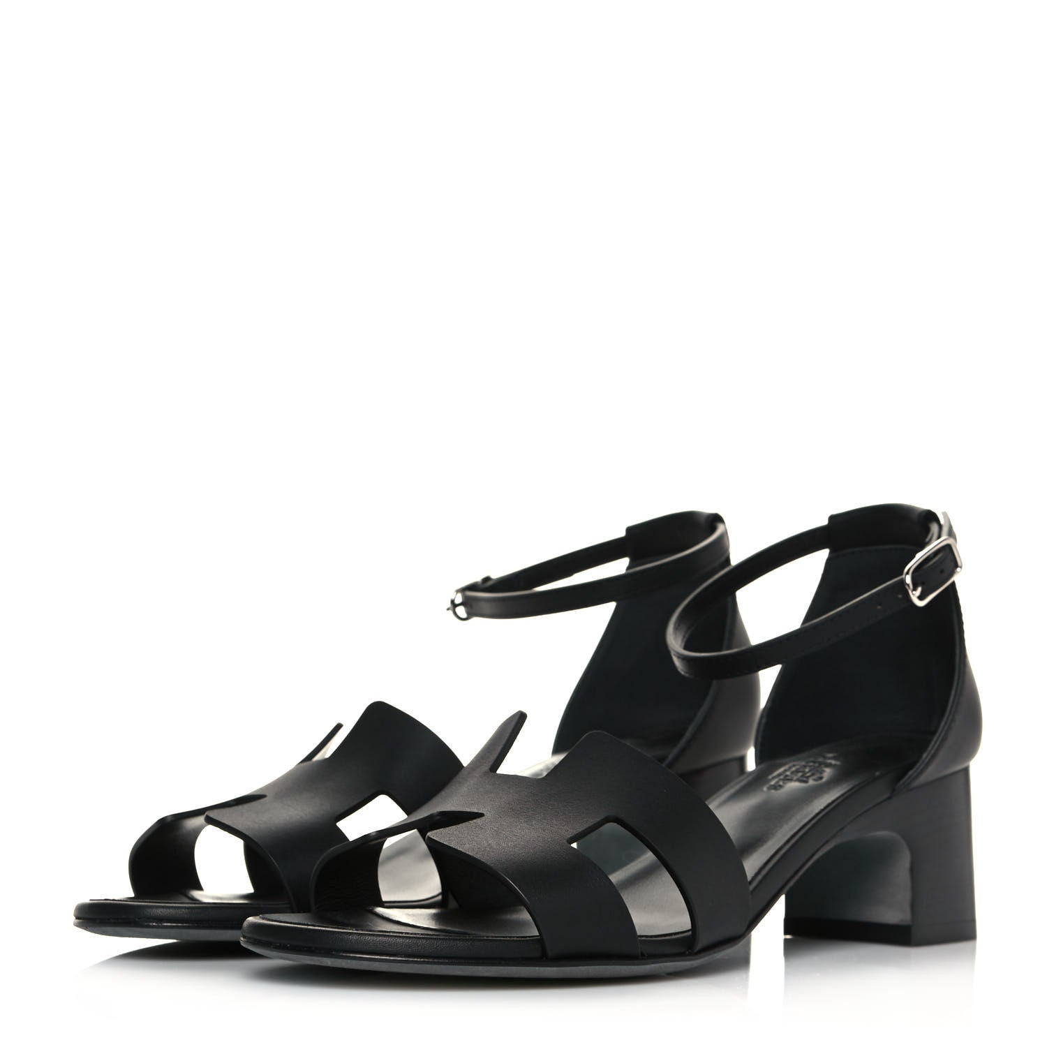 Hermes Calfskin Encens 50 Sandals 38.5 Black 3 of 7