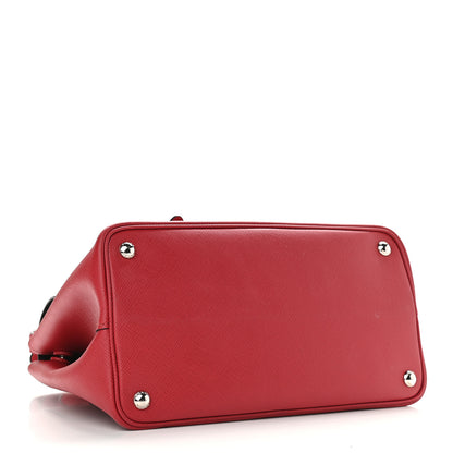 Prada Saffiano Cuir Convertible Top Handle Tote Fuoco 4 of 8