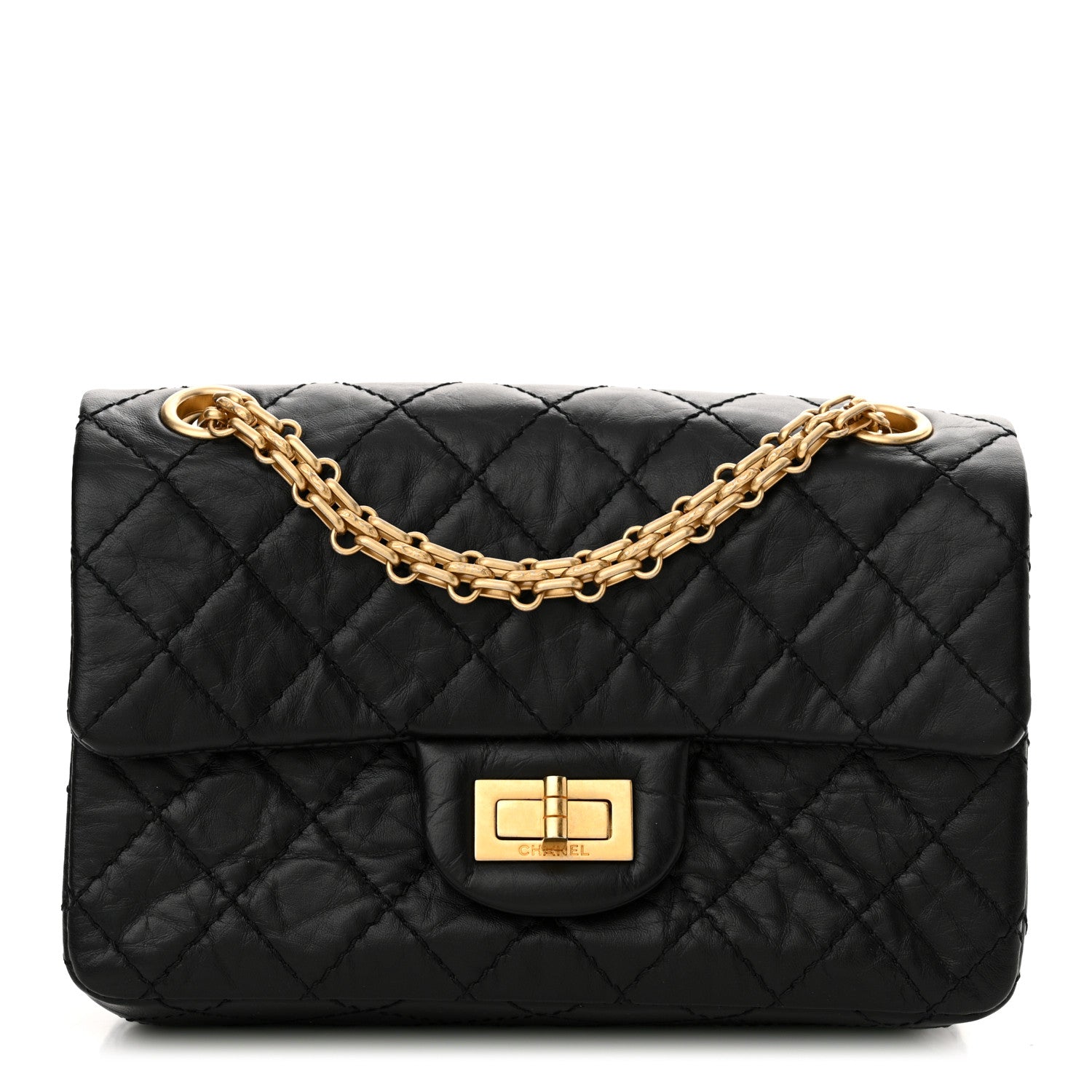 Chanel Aged Calfskin Quilted 2.55 Reissue Mini Flap Black 1 of 12