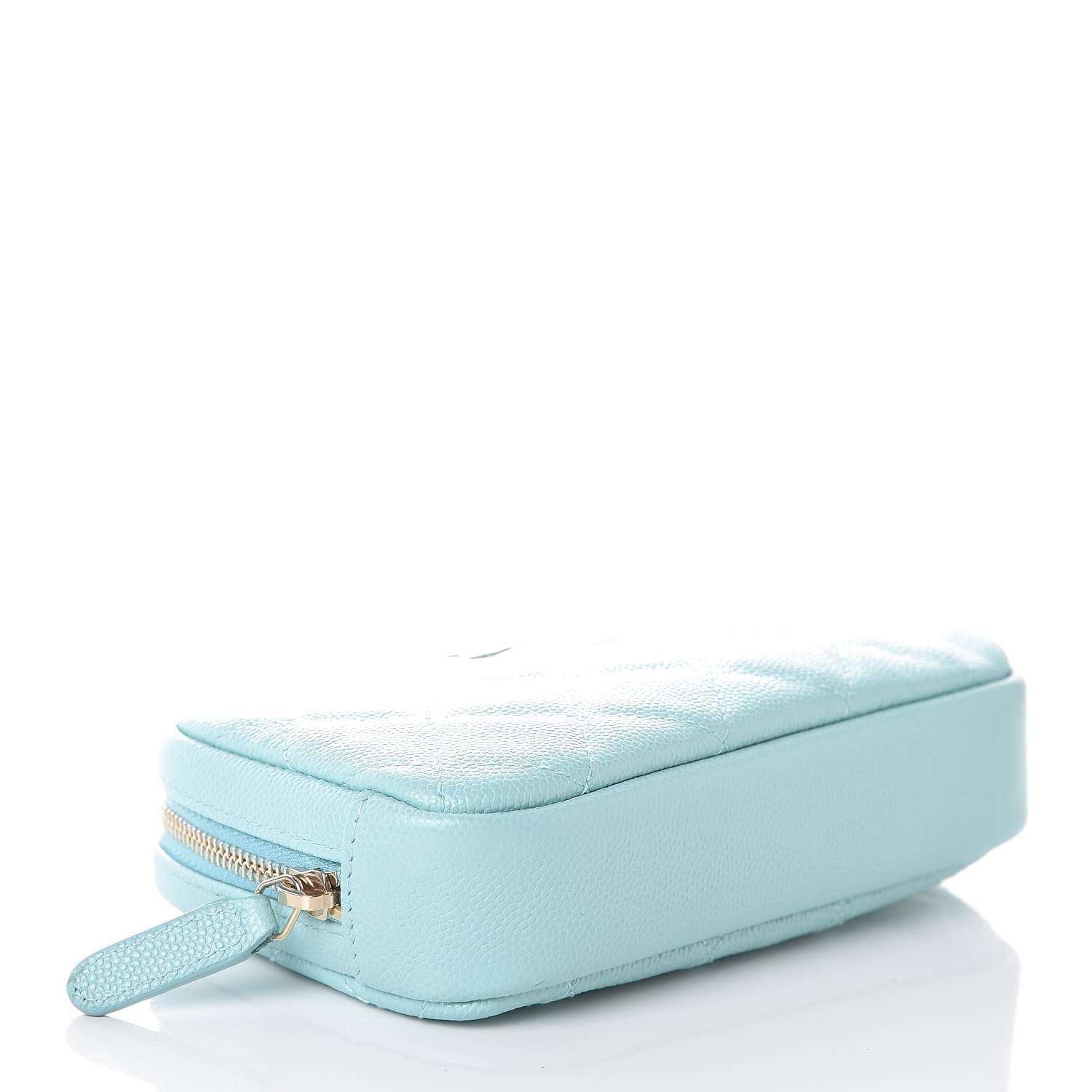 Chanel Caviar Quilted Small Curvy Pouch Cosmetic Case Light Blue 4 of 8