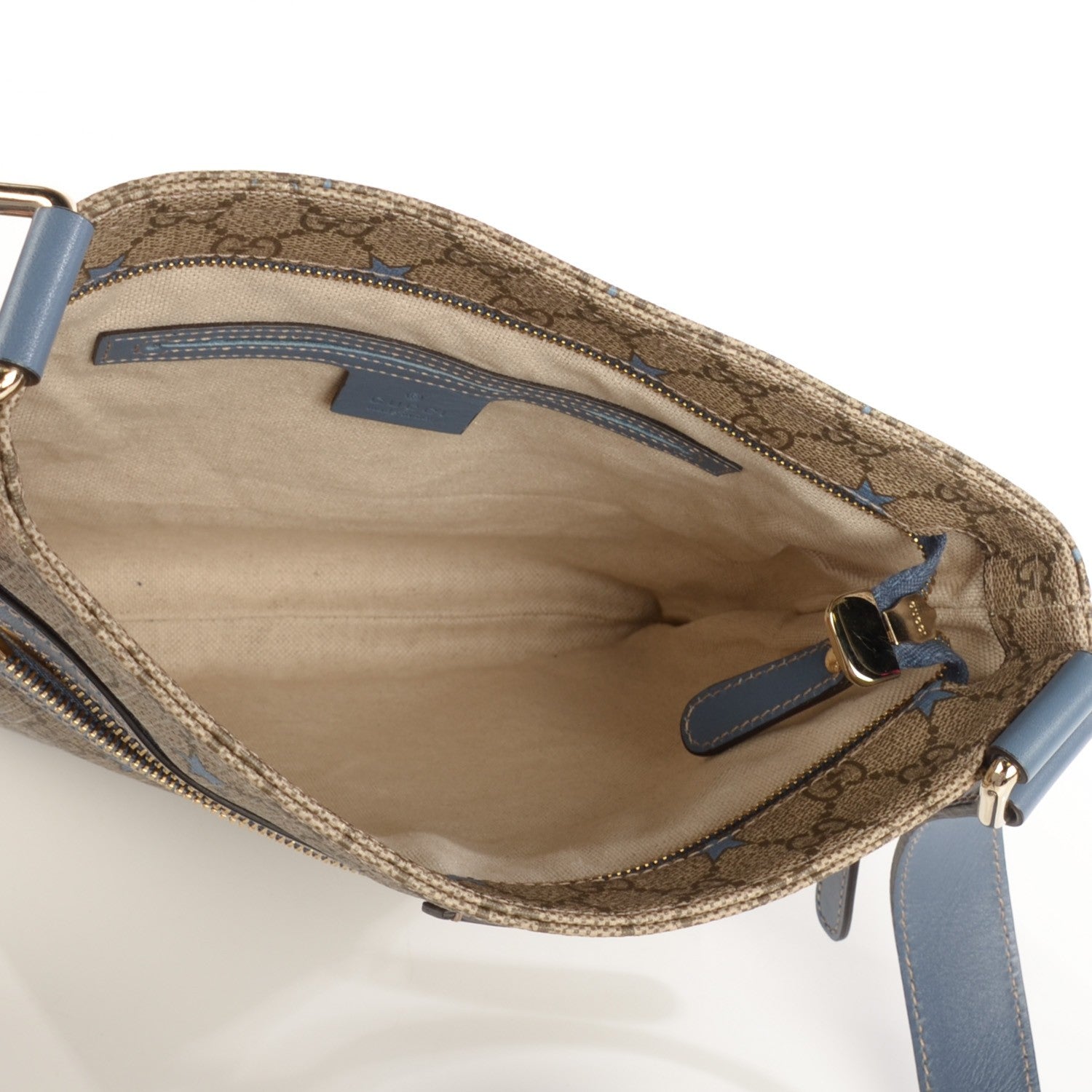 Gucci Monogram GG Supreme Stars Small Flat Messenger Bag Light Blue 5 of 7