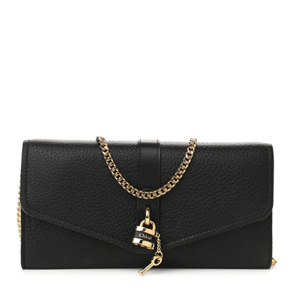 Chloe Shiny Grained Calfskin Aby Wallet on Chain Black 1 of 8
