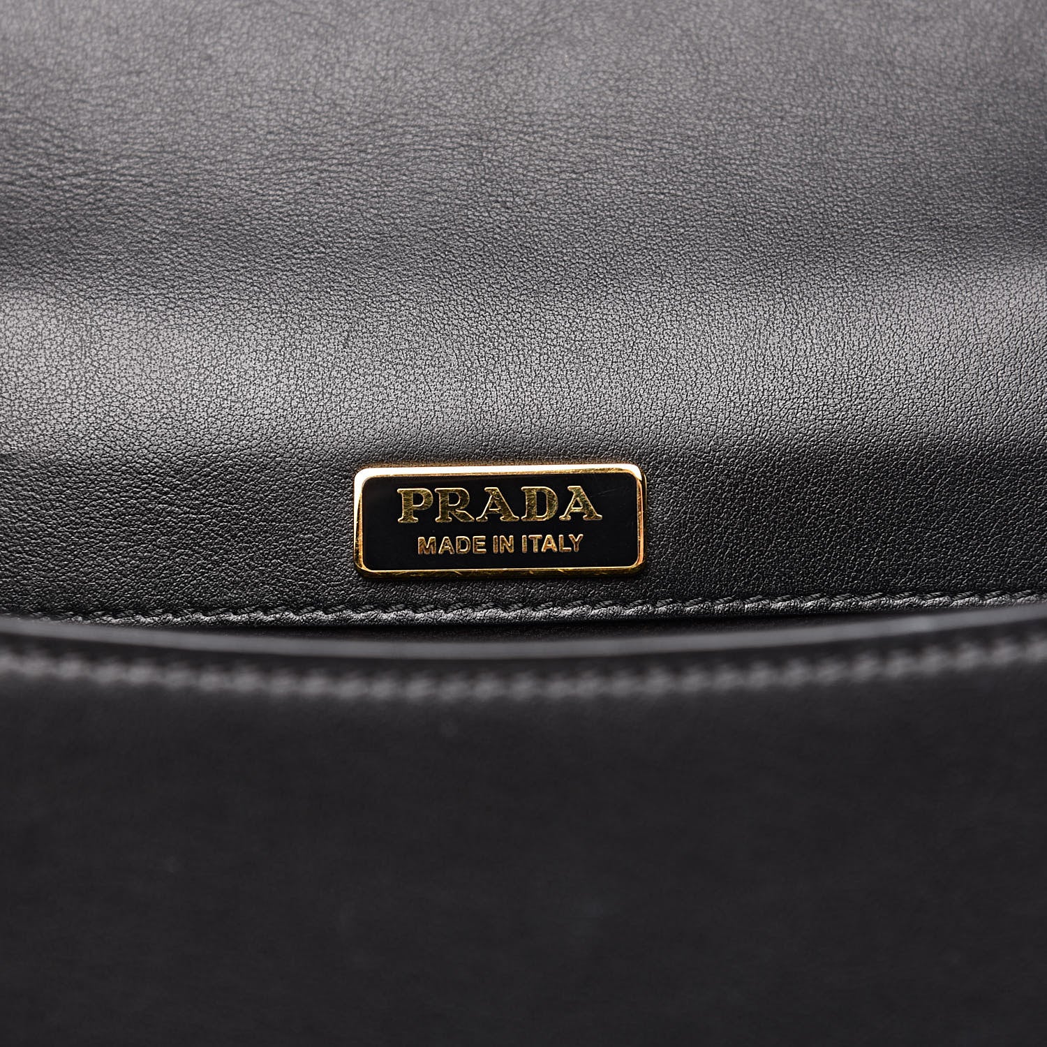 Prada City Calfskin Pionniere Saddle Bag Black White 6 of 15