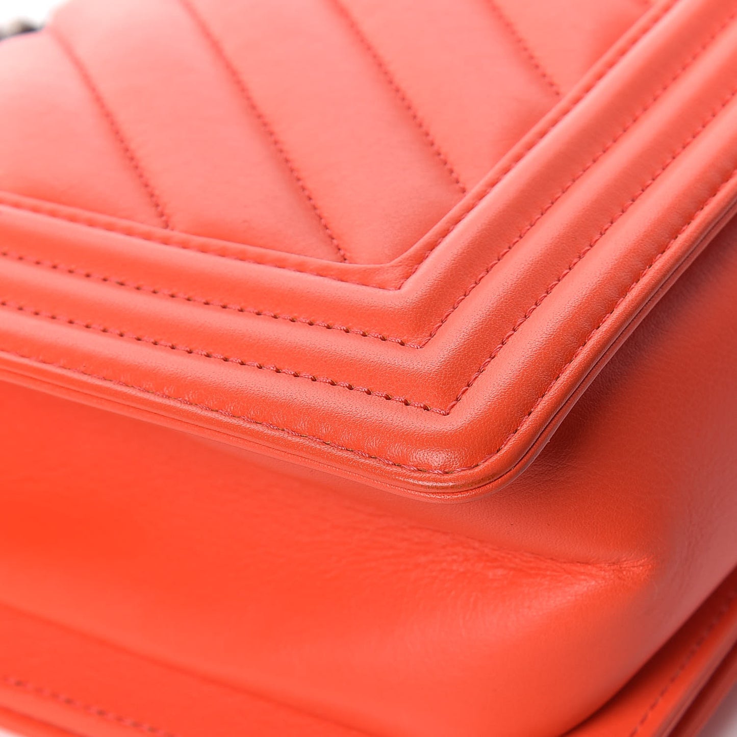 Calfskin Chevron Quilted Medium Boy Flap Coral