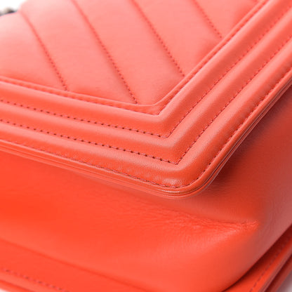 Chanel Calfskin Chevron Quilted Medium Boy Flap Coral 13 of 15