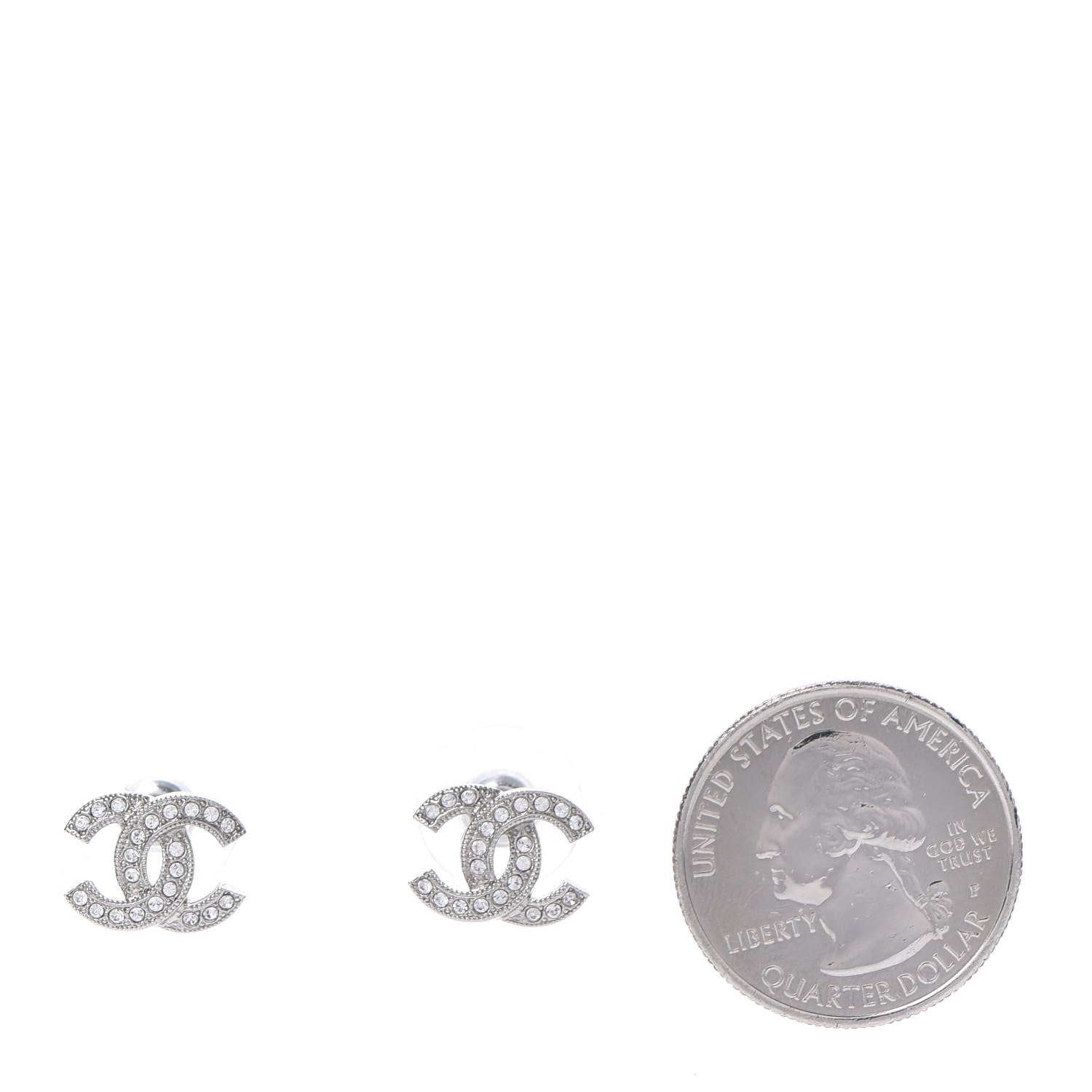 Chanel Crystal Mini Timeless CC Earrings Silver 2 of 4