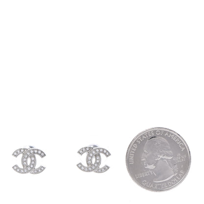 Chanel Crystal Mini Timeless CC Earrings Silver 2 of 4