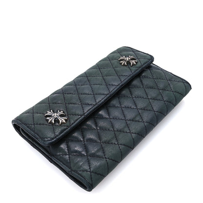 Chrome Hearts Lambskin Cross Snap Wave 4 Tri Fold Wallet Black 4 of 12
