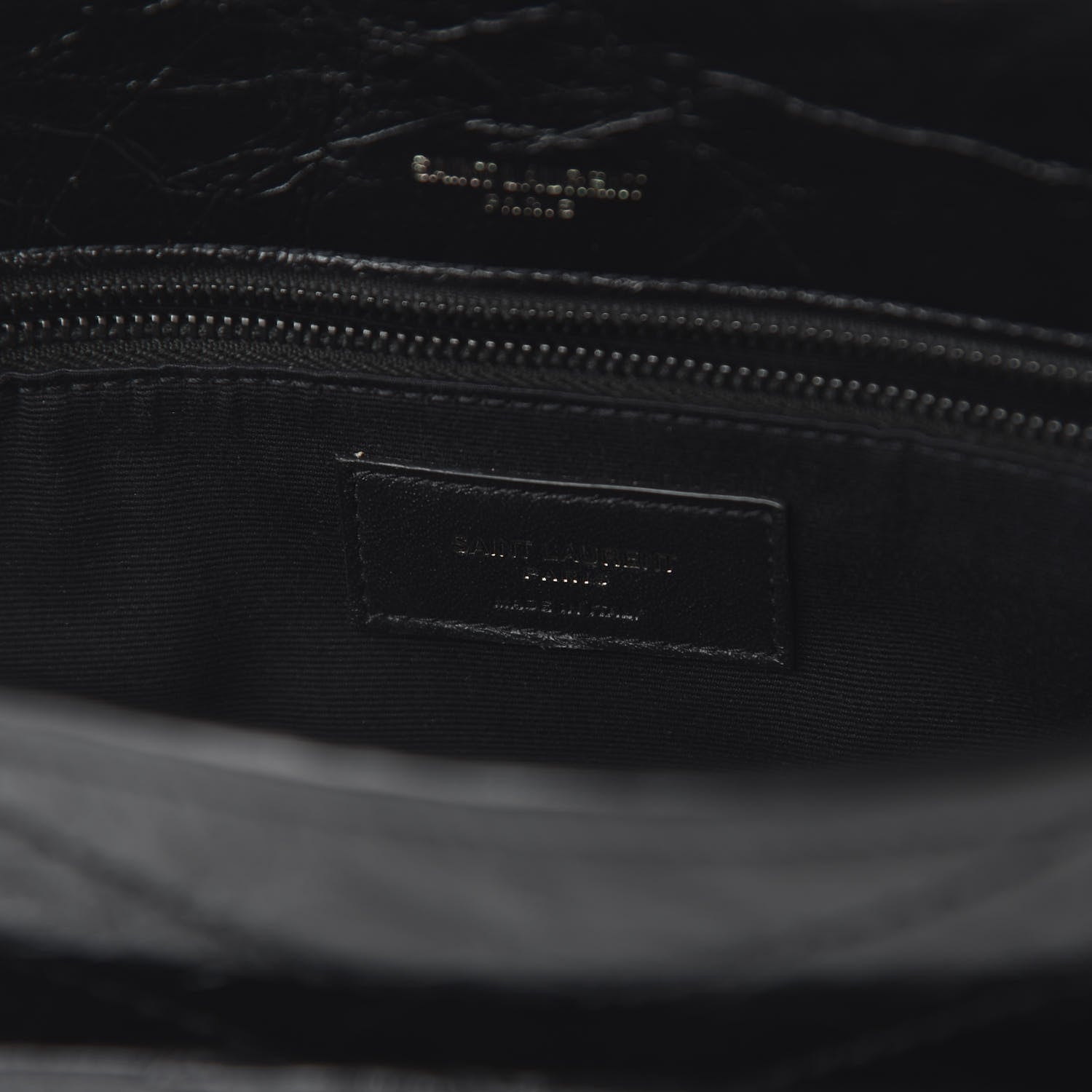 Saint Laurent Crinkled Calfskin Matelasse Monogram Medium Niki Chain Satchel Black 8 of 9