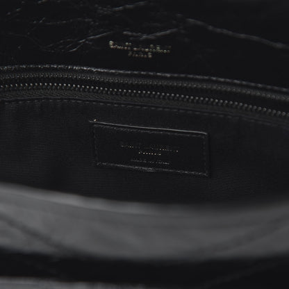 Saint Laurent Crinkled Calfskin Matelasse Monogram Medium Niki Chain Satchel Black 8 of 9