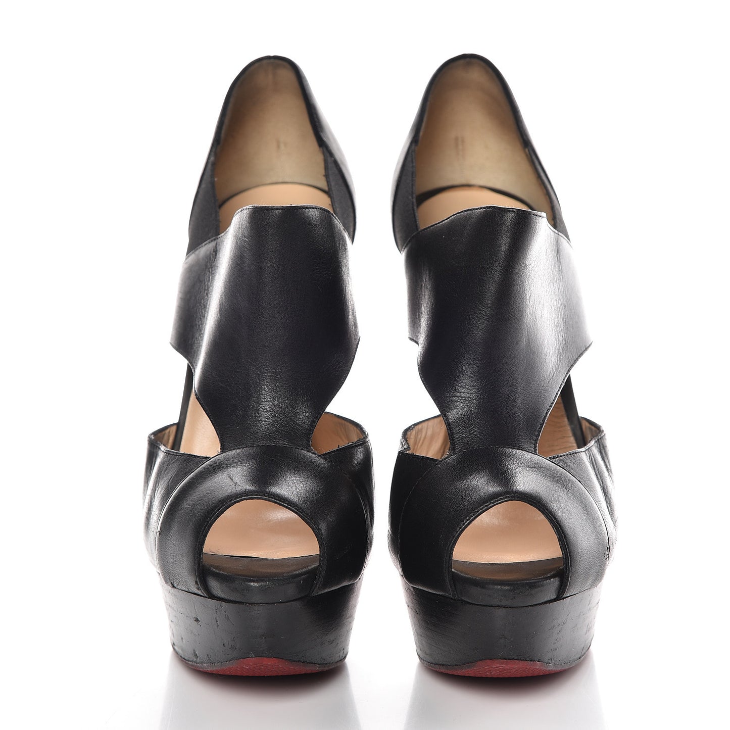 Calfskin Pitou 150 Peep Toe Platform Booties 37 Black