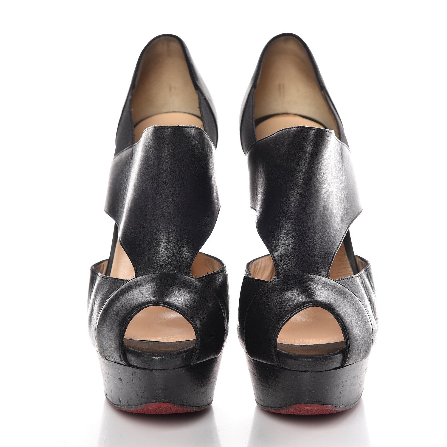 Christian Louboutin Calfskin Pitou 150 Peep Toe Platform Booties 37 Black 2 of 20