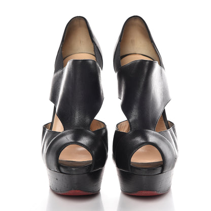 Christian Louboutin Calfskin Pitou 150 Peep Toe Platform Booties 37 Black 2 of 20