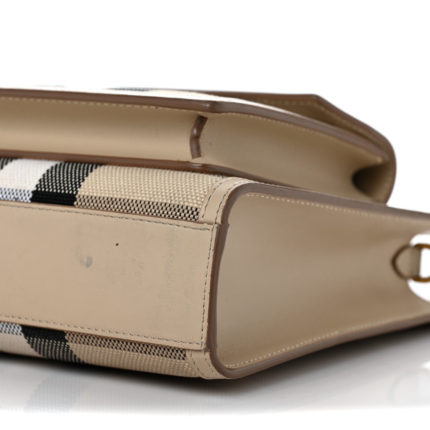 Smooth Calfskin Archive Canvas Check Mini Pocket Bag Dusty Sand