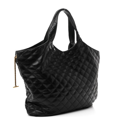 Saint Laurent Lambskin Quilted Maxi Icare Shopping Tote Black 4 of 12