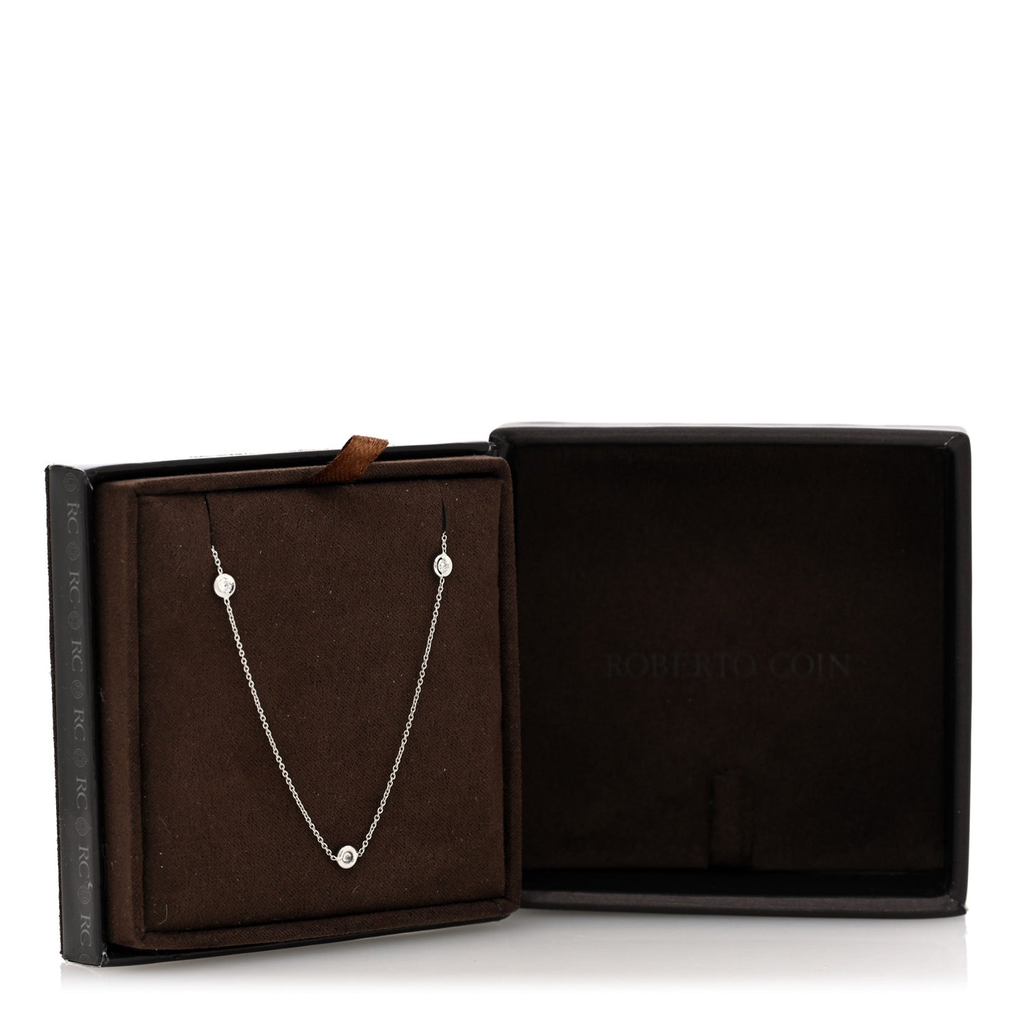 18K White Gold Diamond .23ctw Diamonds by the Inch Five Station Necklace