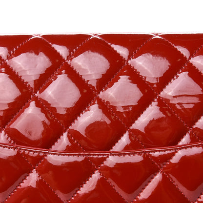 Chanel Patent Quilted Jumbo Double Flap Dark Red 14 of 19