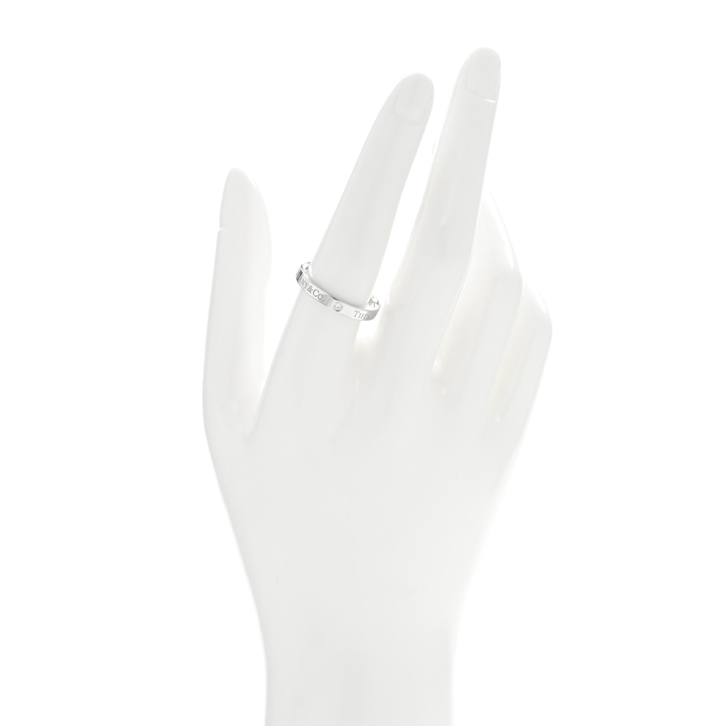 Platinum Diamond Logo Band Ring 58 8.5