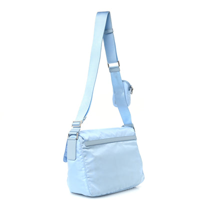 Prada Re-Nylon Vela Saffiano Pocket Double Buckle Messenger Shoulder Bag Celeste 3 of 10