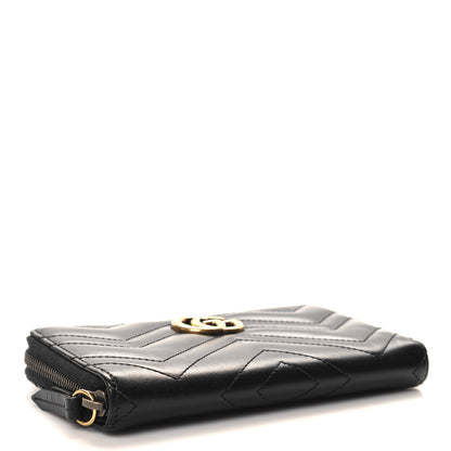 Gucci Calfskin Matelasse GG Marmont Zip Around Wallet Black 4 of 9