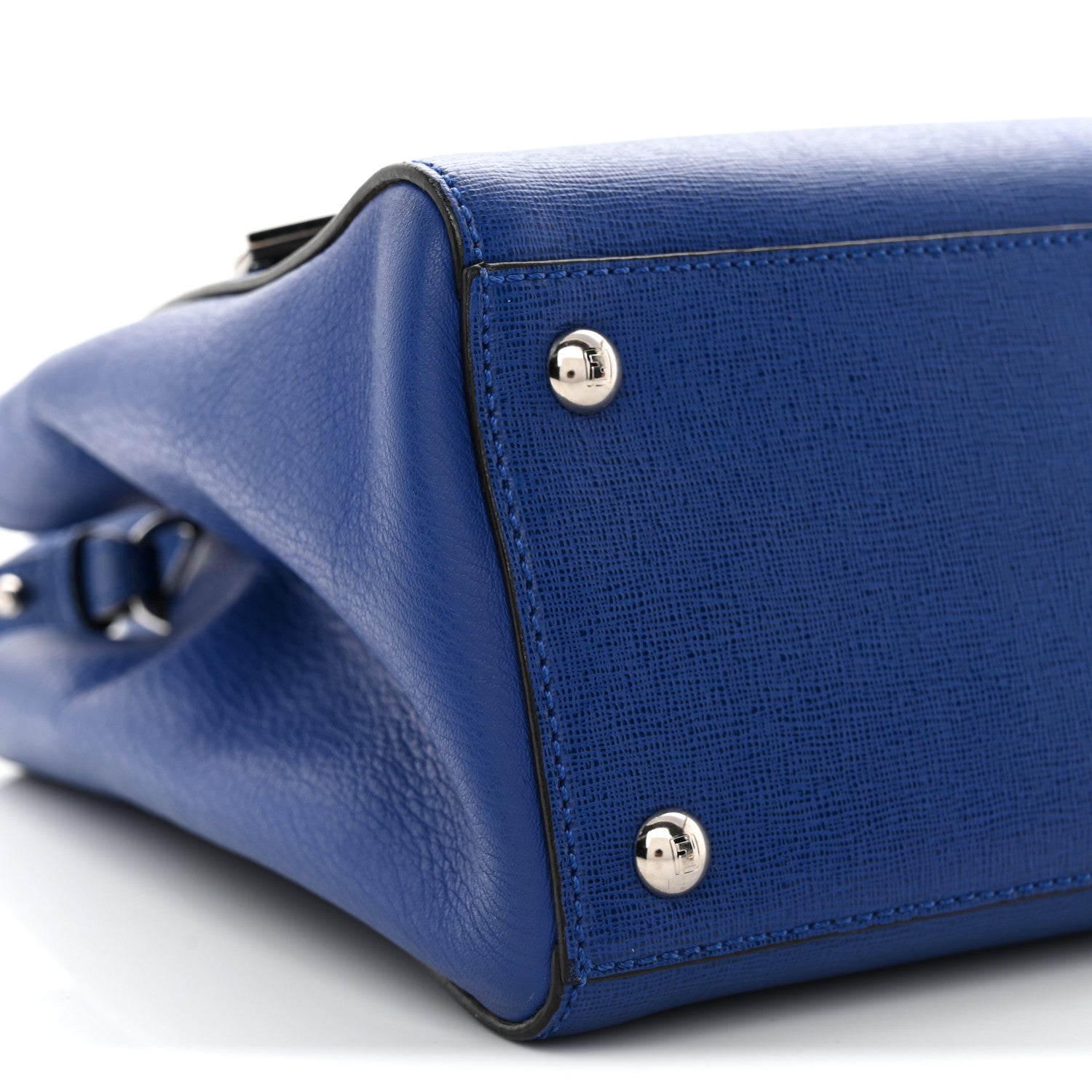 Fendi Vitello Elite Petite 2Jours Tote Blue Neon 10 of 15