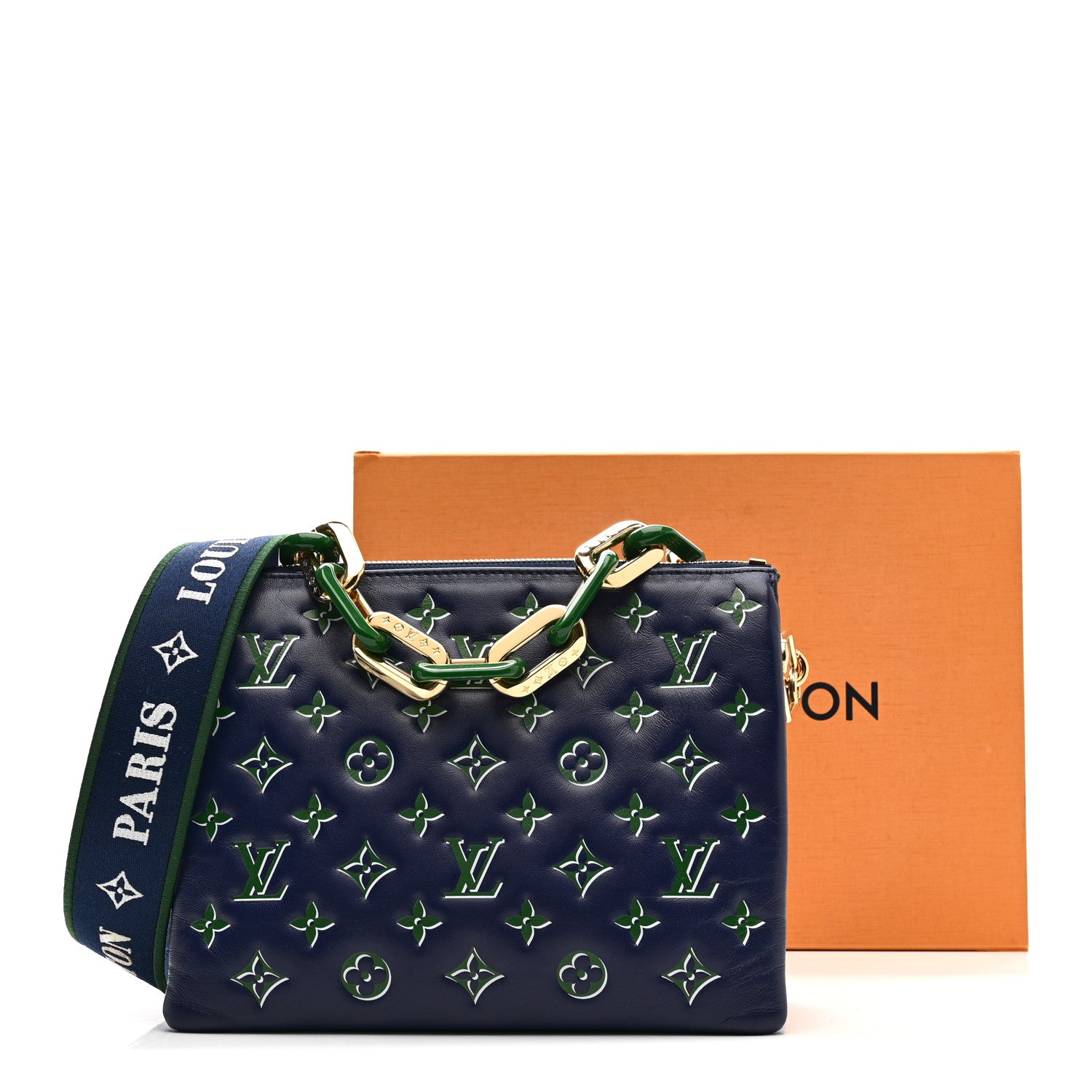 抹*)様 Louis Vuitton ショルダーバッグ ネイビー Authentic Louis Vuitton Louise Chain MM Leather Bag, Royal Blue | eBay