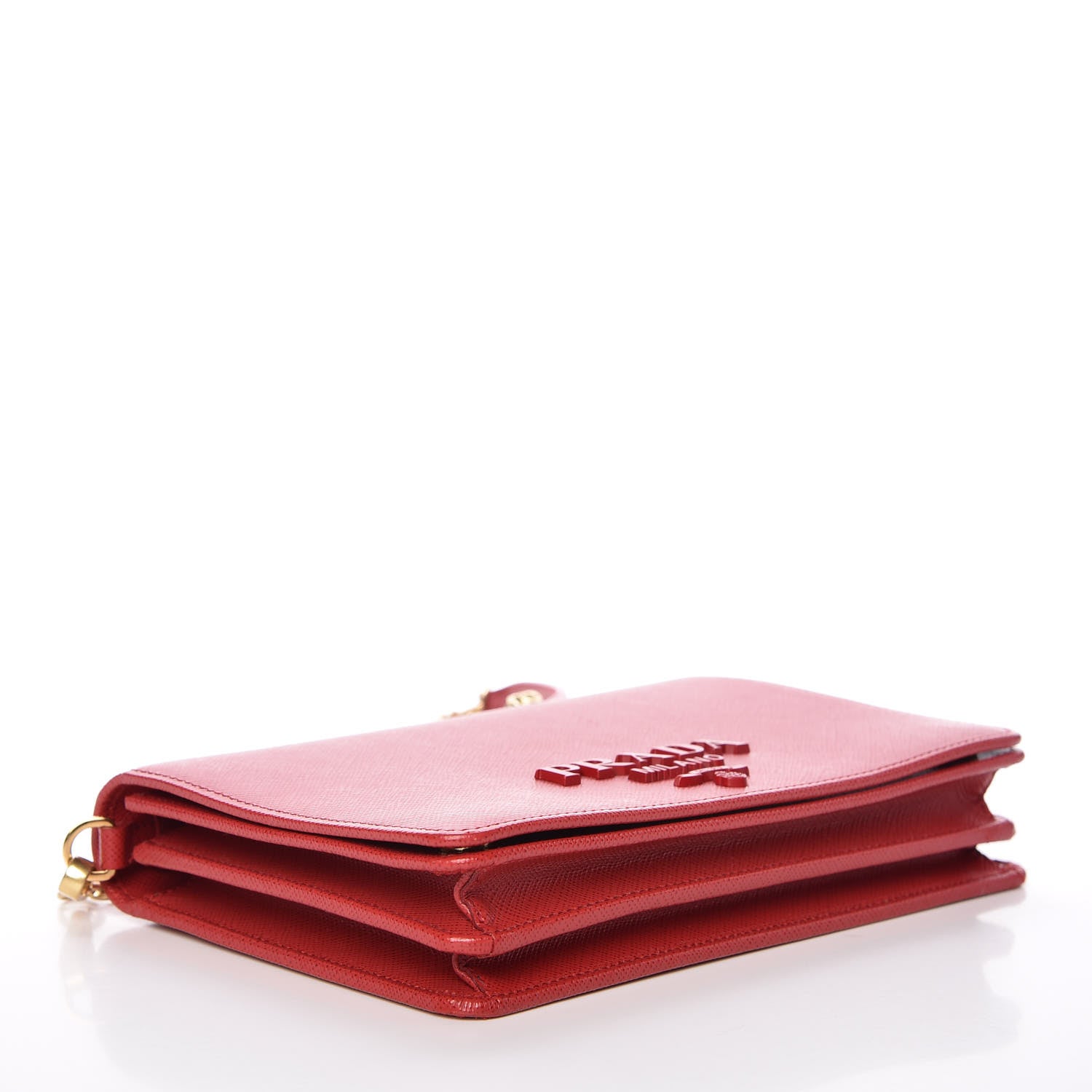 Prada Saffiano Lux Monochrome Chain Wallet Fuoco 4 of 11