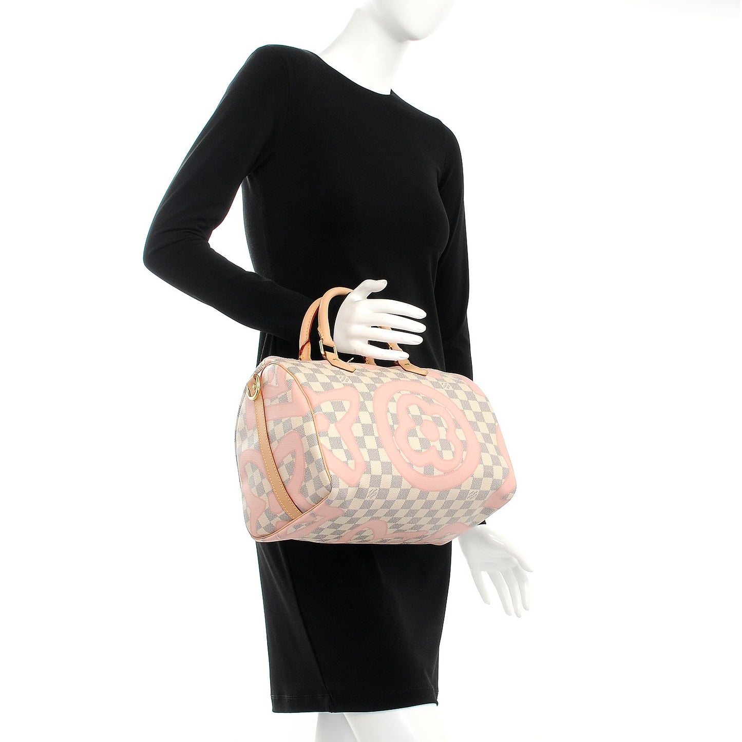 Damier Azur Tahitienne Speedy Bandouliere 30 Rose Ballerine