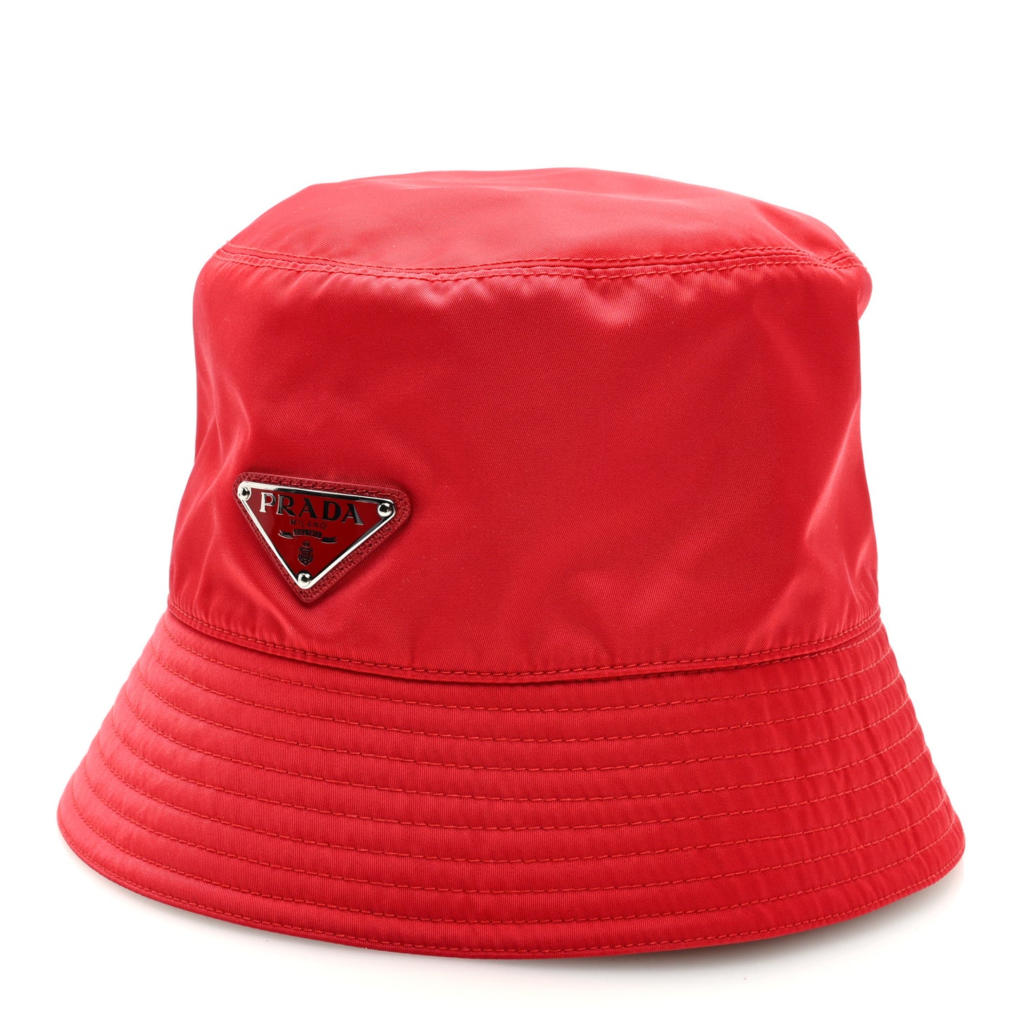 Re-Nylon Metal Triangle Logo Mens Bucket Hat XL Rosso