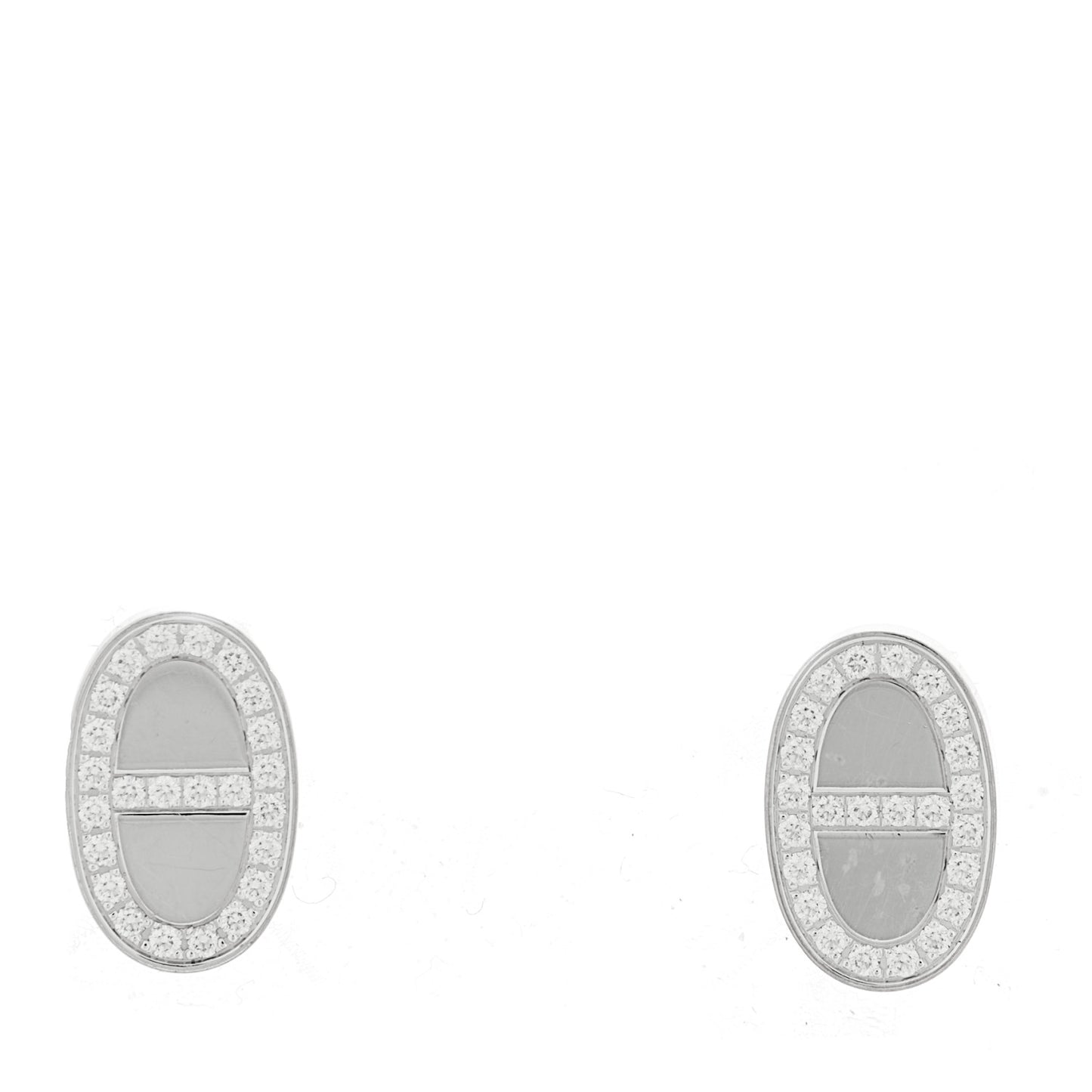 18K White Gold Diamond Chaine d'Ancre Contour Stud Earrings