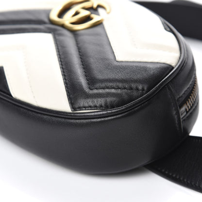 Gucci Calfskin Matelasse GG Marmont Belt Bag 85 34 Black White 7 of 10