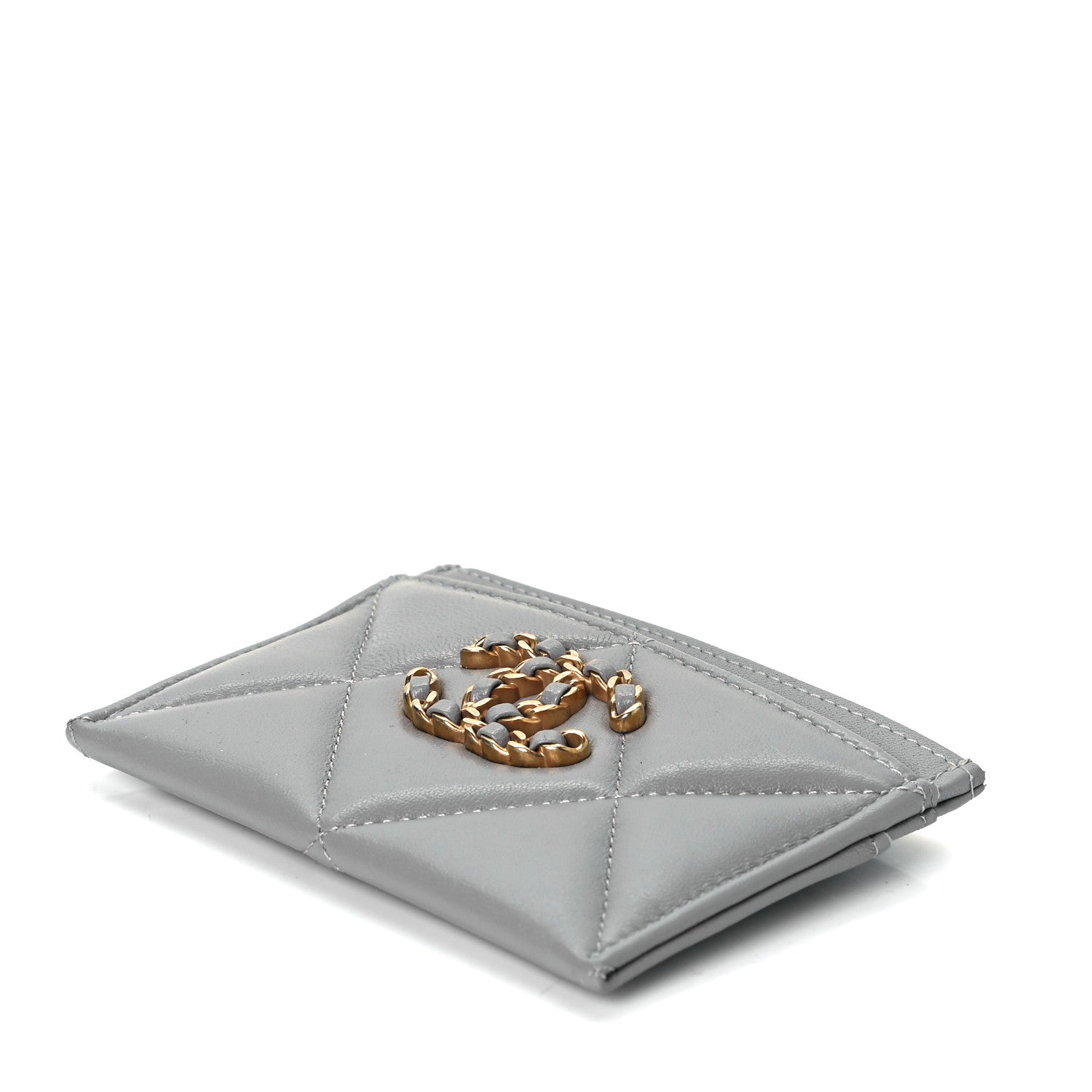 Chanel Lambskin Quilted Chanel 19 Card Holder Grey 7 of 8