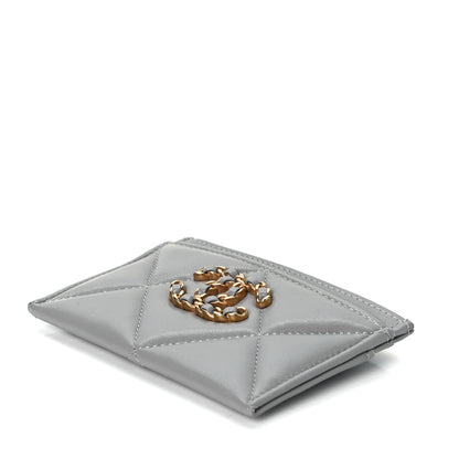 Chanel Lambskin Quilted Chanel 19 Card Holder Grey 7 of 8