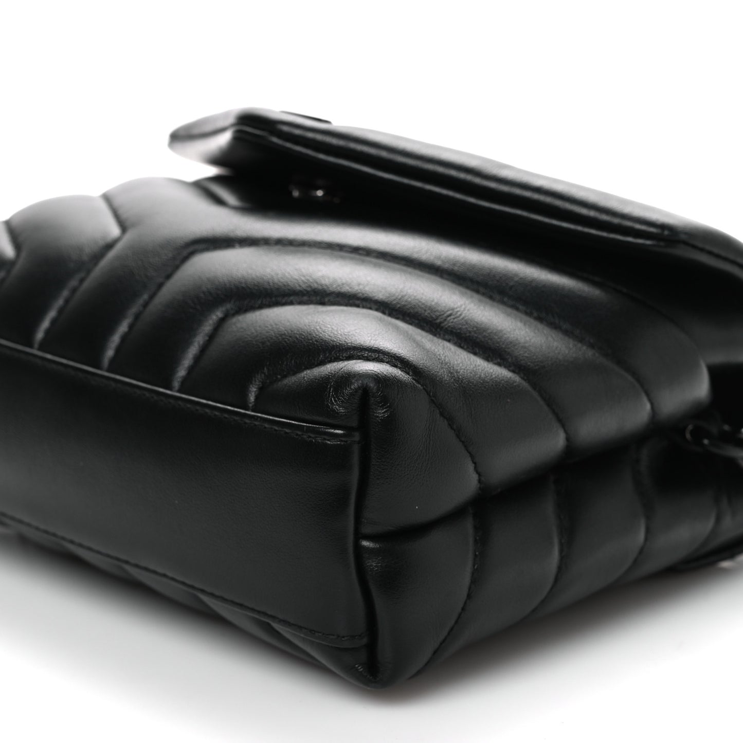 Calfskin Y Quilted Monogram Monochrome Toy Loulou Crossbody Bag Black