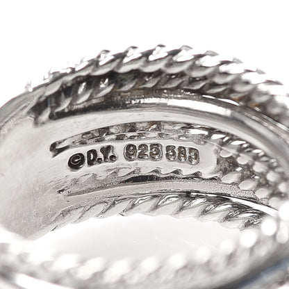 David Yurman Sterling Silver 14K White Gold Diamond 11mm Wide Crossover Cable Ring 51 5.75 4 of 4