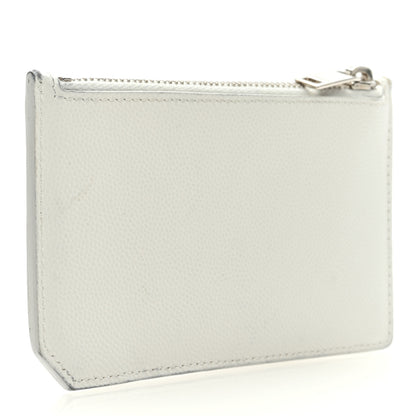 Saint Laurent Grained Calfskin 5 Fragments Zip Pouch Card Holder White 3 of 7