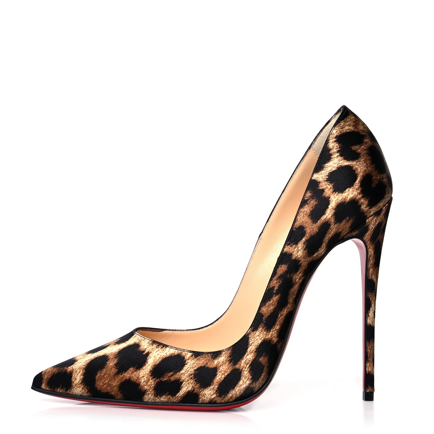 Christian Louboutin Crepe Satin Leopardino So Kate 120 Pumps 38.5 Brown 1 of 7