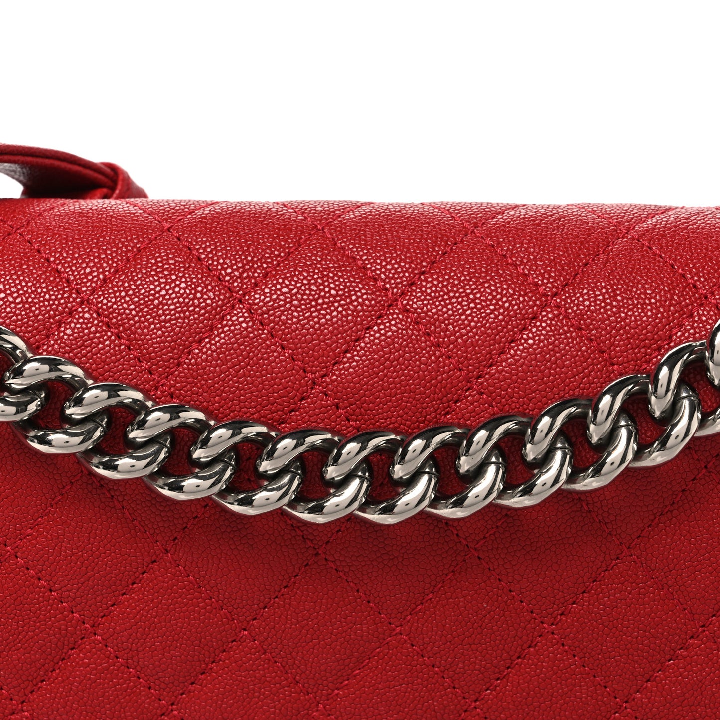 Caviar Quilted Medium Boy Flap Red