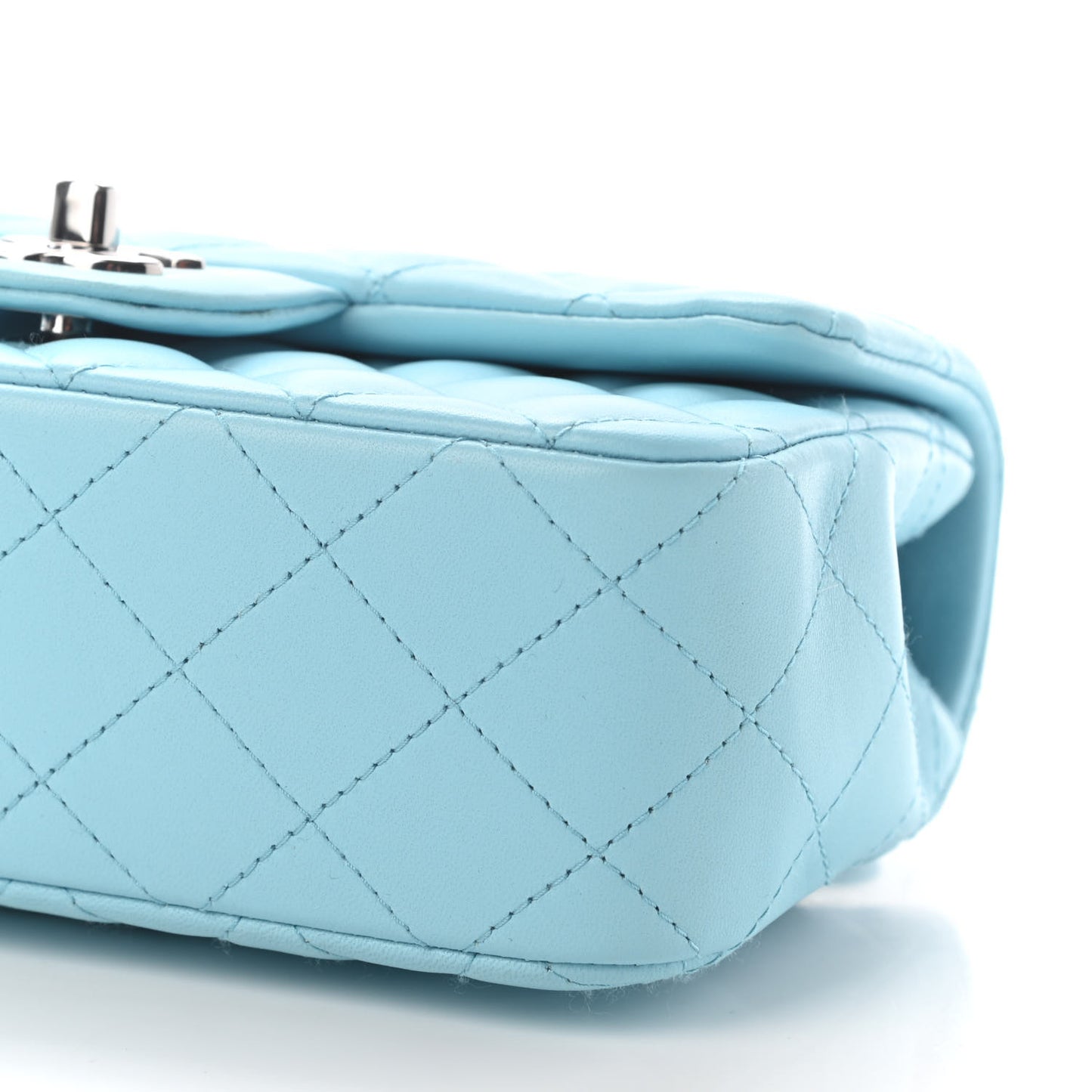 Lambskin Quilted Mini Rectangular Flap Neon Blue