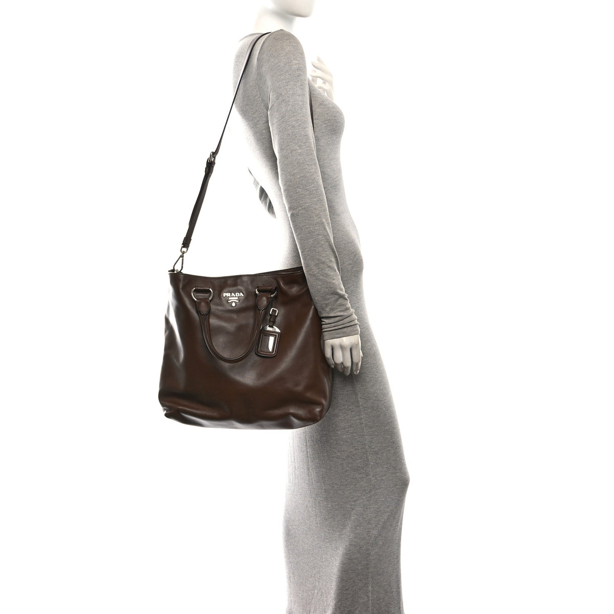Prada Soft Calf Shopping Tote Palissandro 2 of 9