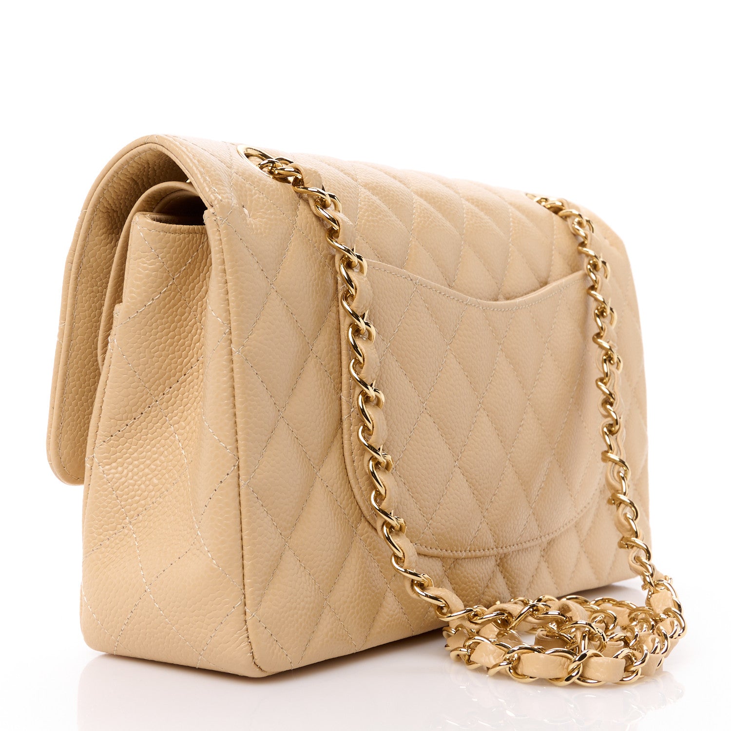Chanel Caviar Quilted Medium Double Flap Beige 3 of 11