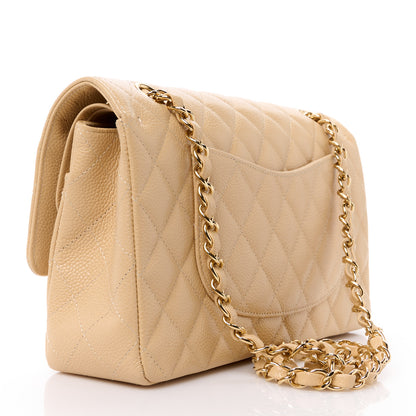 Chanel Caviar Quilted Medium Double Flap Beige 3 of 11