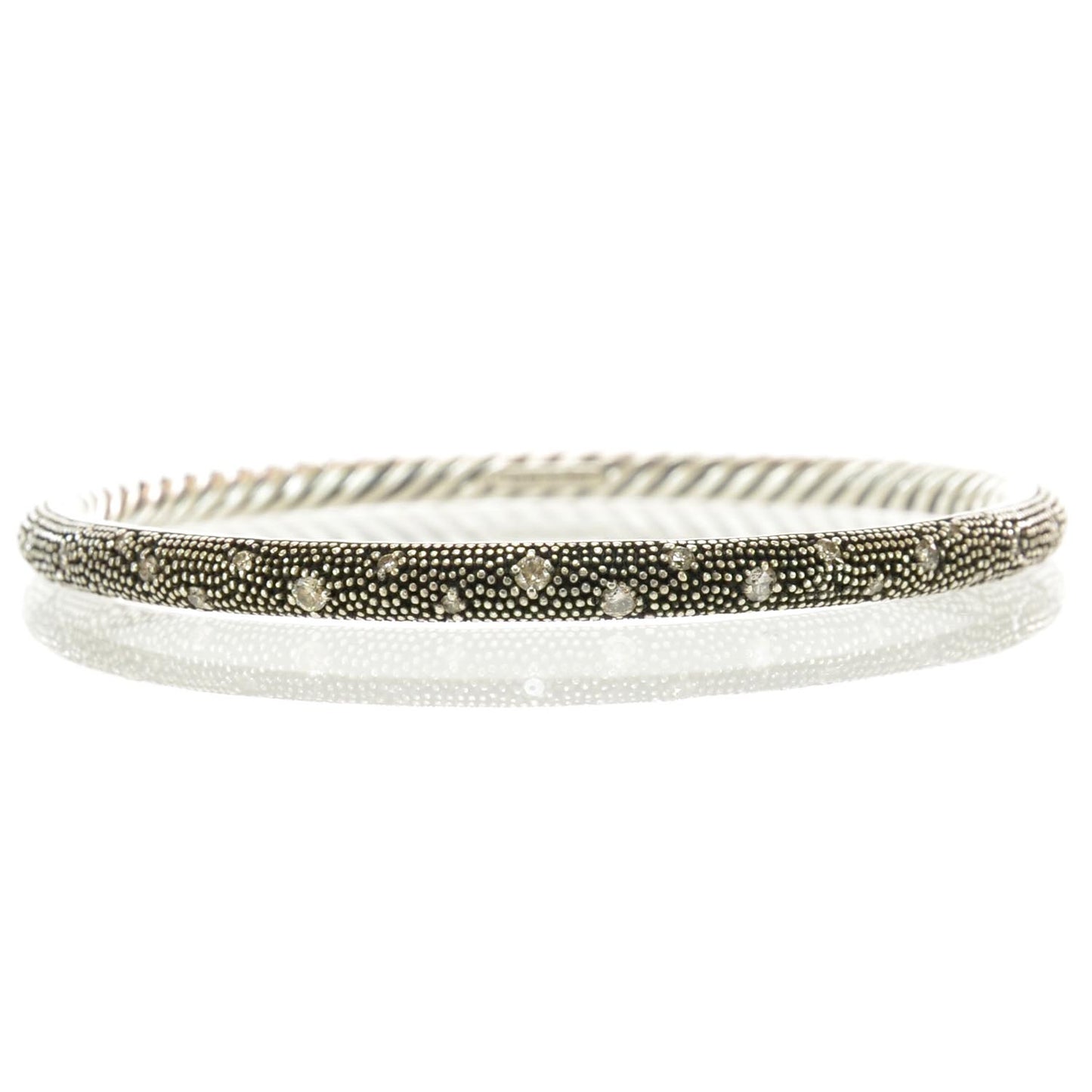 Sterling Silver Diamond 4mm Midnight Melange Bangle Bracelet
