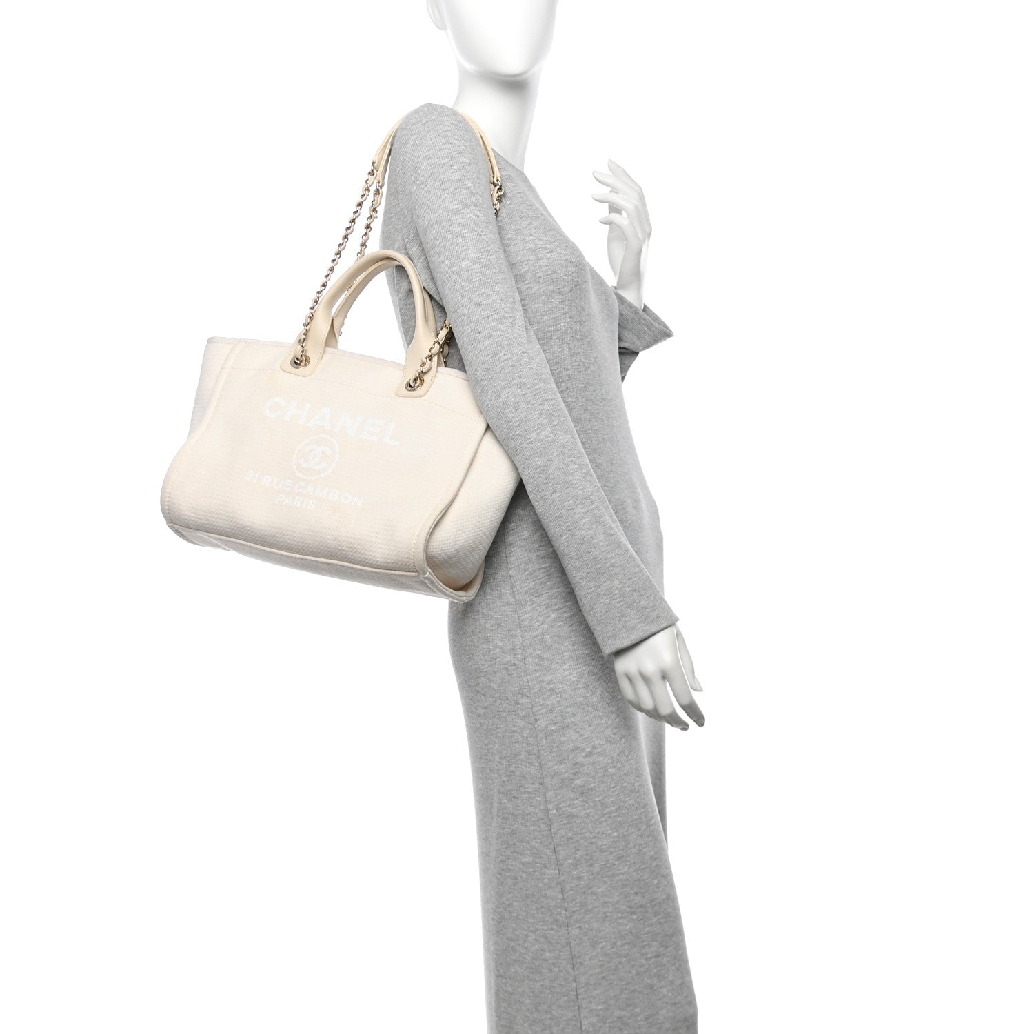 Chanel Mixed Fibers Small Deauville Tote White 2 of 12