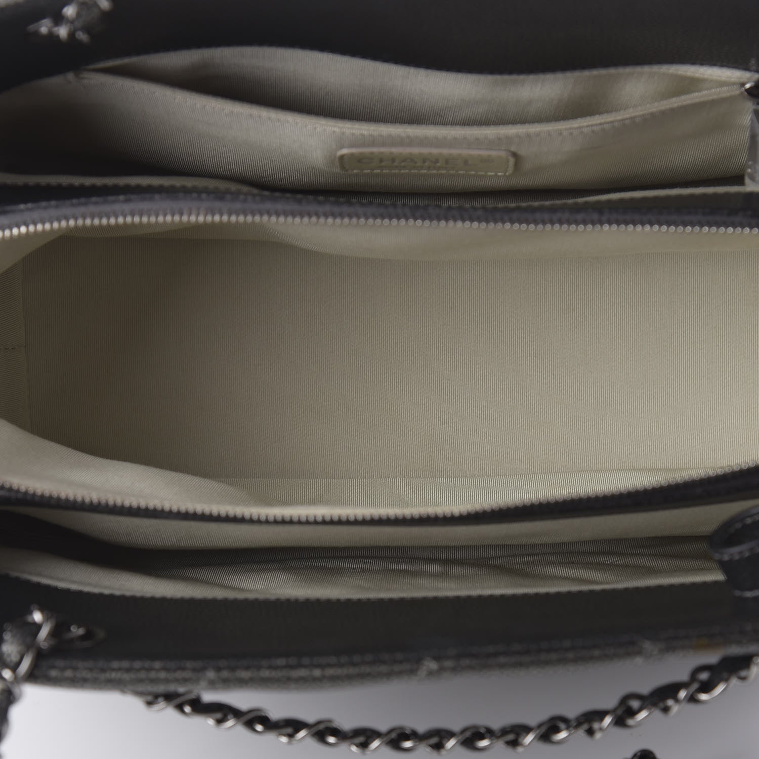 Chanel Metallic Caviar Quilted CC Tote Dark Silver 9 of 22